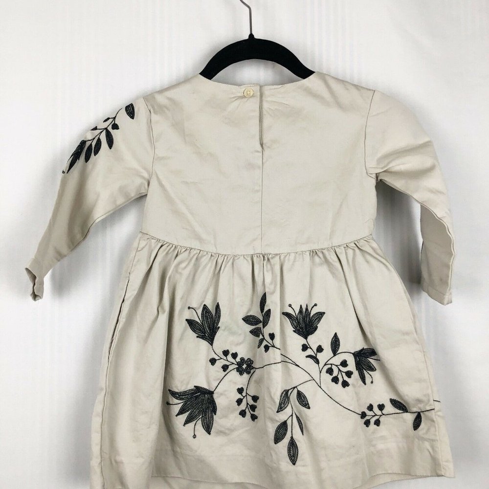 TEA COLLECTION Dress Girls Size 3 Embroidered Detail Beige School Casual - Picture 6 of 9